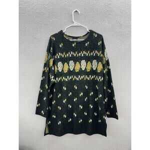 Vintage Womens Loom Wear Floral Long Sleeve Sweater/Dress/Tunic Size Unknown